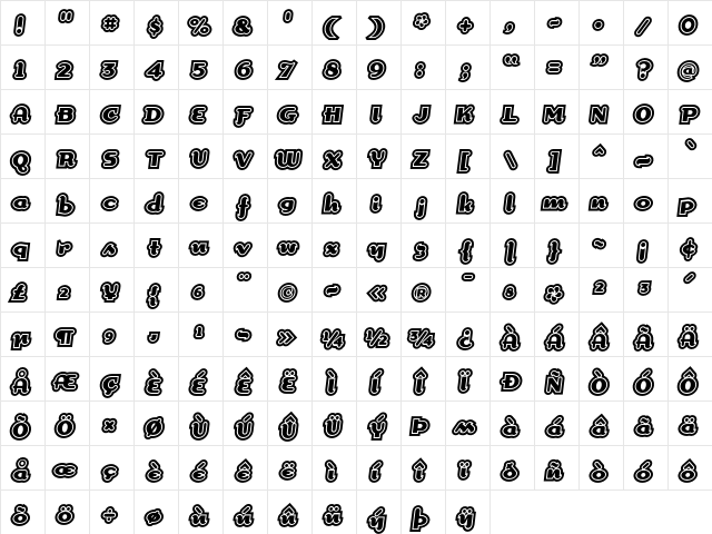 Dogma ExtraOutline  glyph index