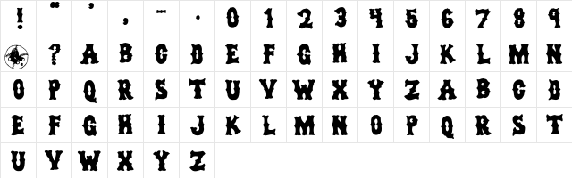 dirty sox Regular  glyph index