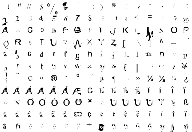 Antifont Regular  glyph index