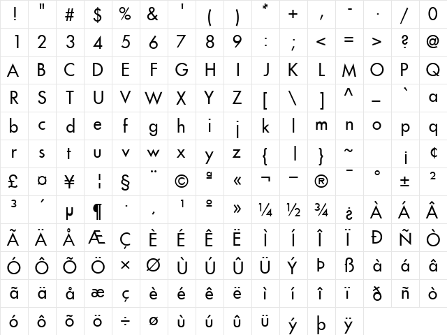 KudosSSK Regular  glyph index