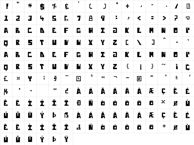 Enliteleo Regular  glyph index