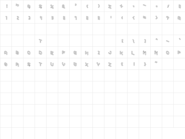 DemonCubicBlockFont Regular  glyph index