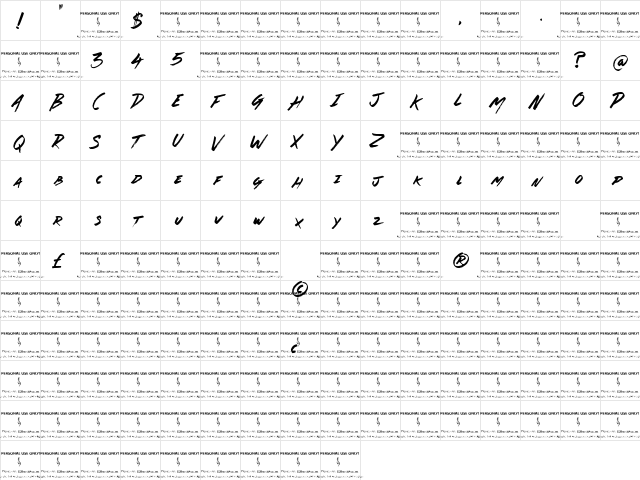 Great Beast (PERSONAL USE ONLY) Regular  glyph index