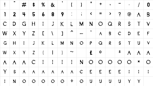 ALDITH Grunge Regular  glyph index