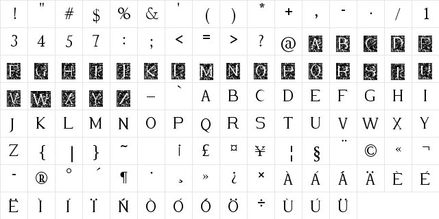 Merlot Regular  glyph index