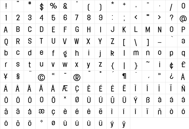Elephant Light  glyph index