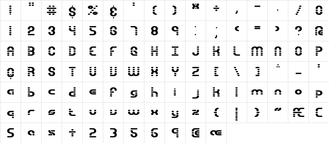 Gravitate Segments BRK Normal  glyph index