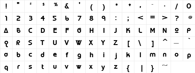 Equaliser Regular  glyph index