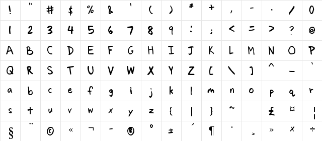 Arenzi Regular  glyph index
