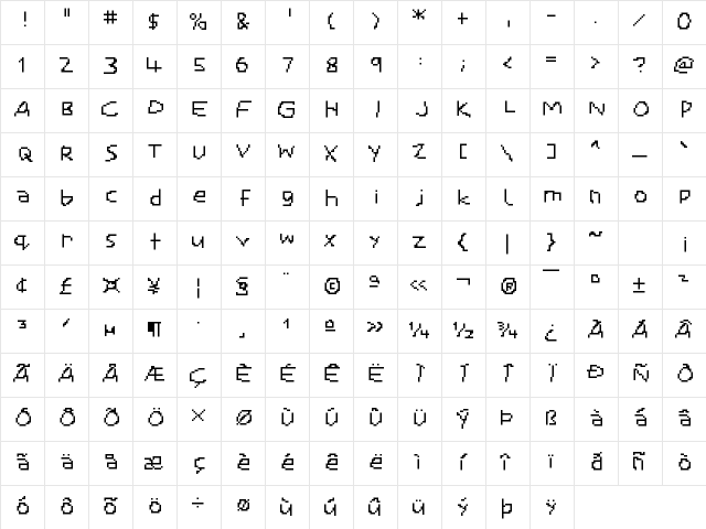Smalle Regular  glyph index