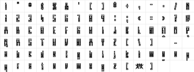 Parachute Regular  glyph index
