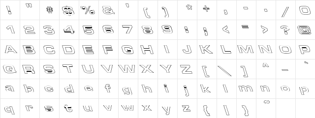 Aero Extended Hollow Lefty Regular  glyph index