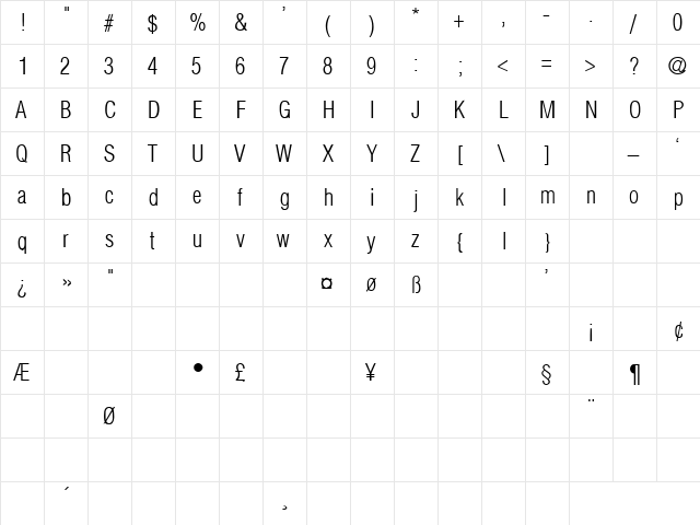 Communication 22 Regular  glyph index