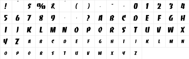 Banco Regular  glyph index