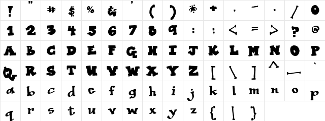 DJ Poster Regular  glyph index