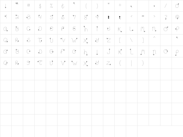 LD Bee Regular  glyph index