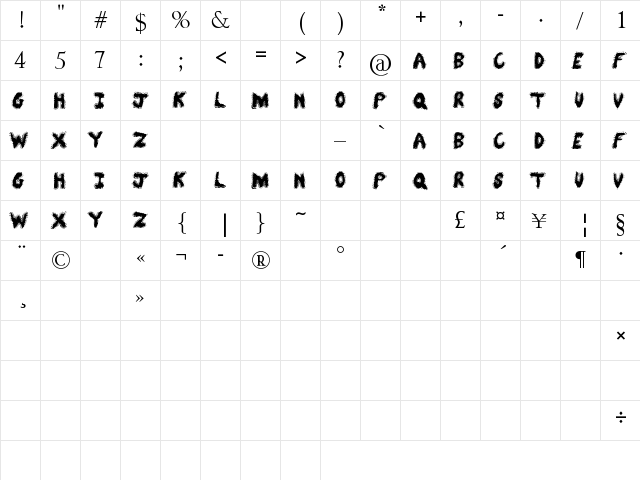 Say No To Drugs Regular  glyph index