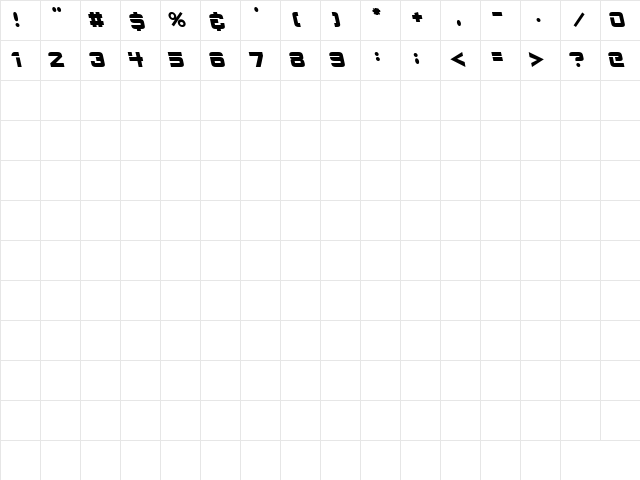 Star Trek Hebrew Italic Regular  glyph index