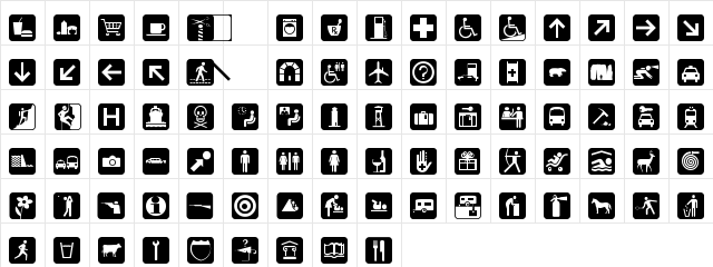PIXymbolsTravelBlack-Roman Medium  glyph index