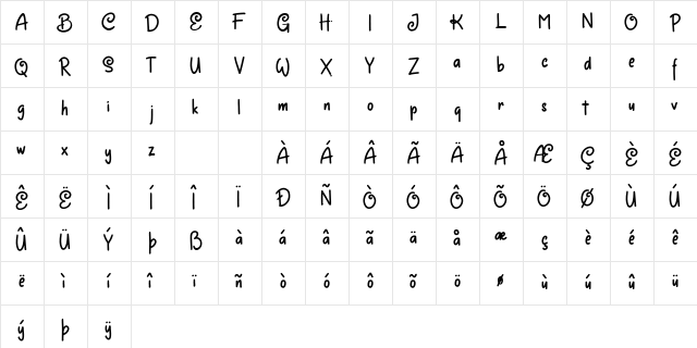 Chillgangs Regular  glyph index
