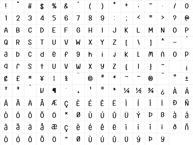 Klimaschutz Regular  glyph index