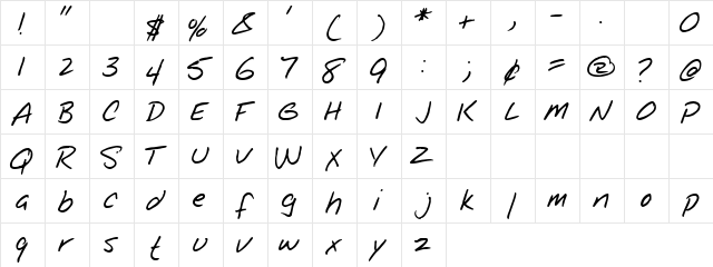 NewAster Regular  glyph index