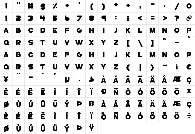 GoGo Poster 2020 Regular  glyph index