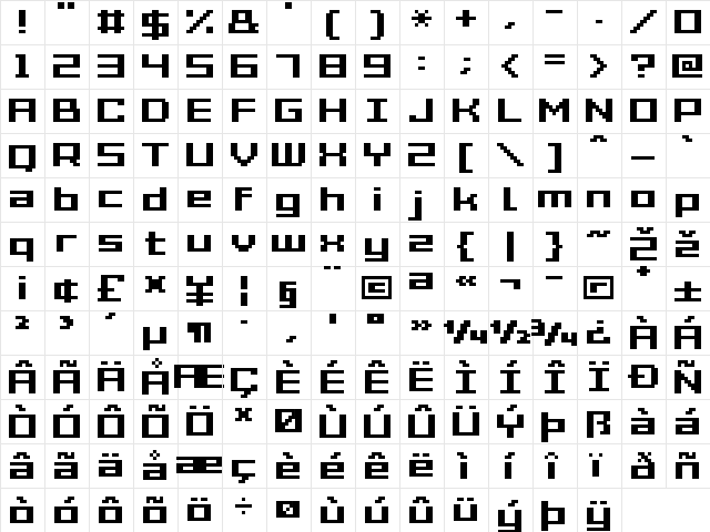 Grixel Acme 7 Wide Bold Regular  glyph index
