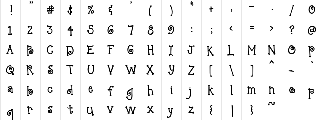PC Madison Regular  glyph index