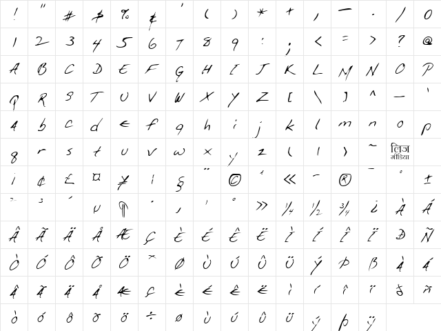 LEHN114 Regular  glyph index