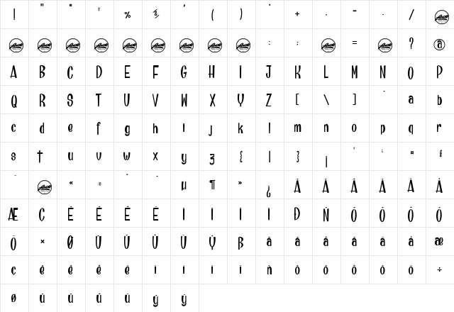 Brainfish_PersonalUseOnly Regular  glyph index