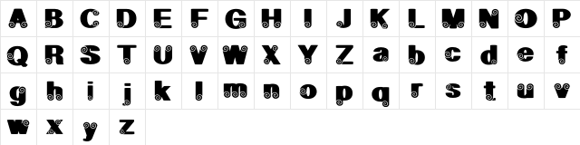 GeodecSpyral Regular  glyph index