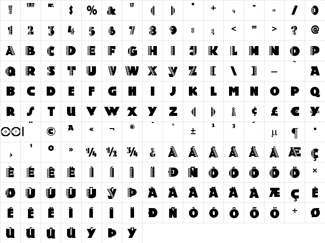 Holy Ravioli NF Regular  glyph index