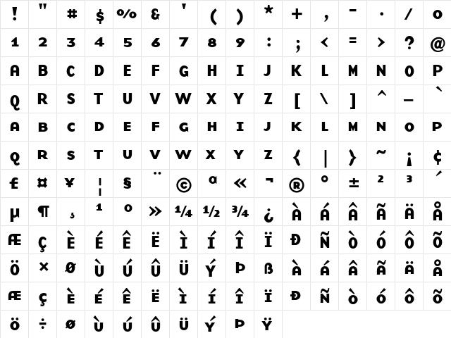 Base9SC SCB  glyph index