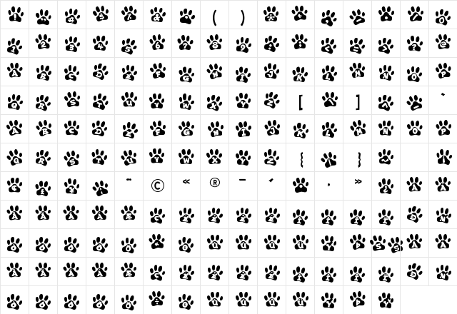 Ennobled Pet Regular  glyph index