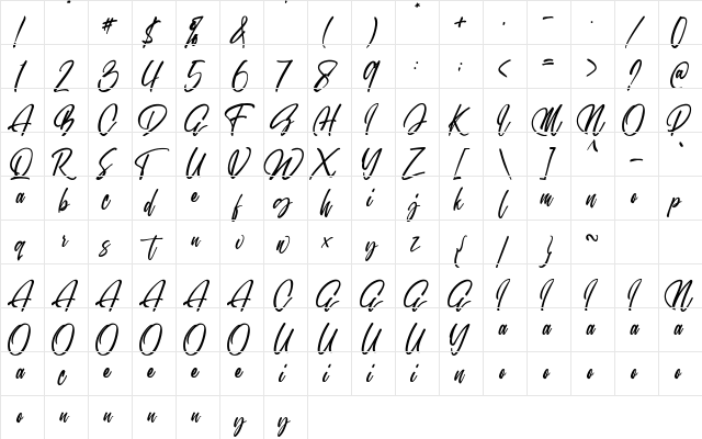 Honey Carrot Regular  glyph index