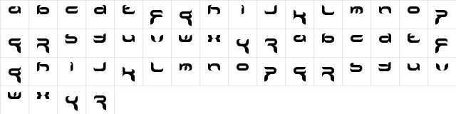 crafty Regular  glyph index