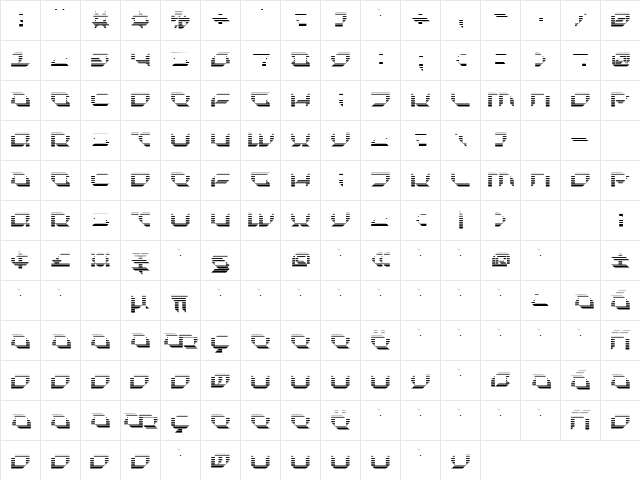 Pluranon Fade  glyph index