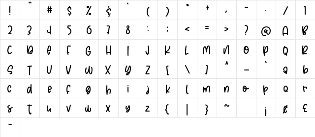 manGo Juicy Regular  glyph index