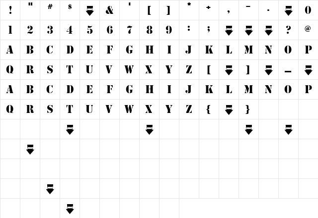 SafeHouse Regular  glyph index