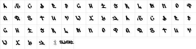 SlySki Original Regular  glyph index