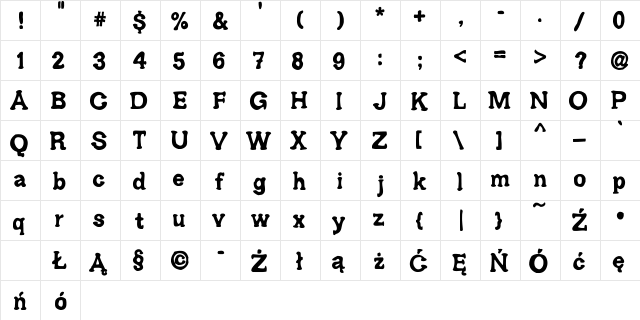 Ariendezze Regular  glyph index