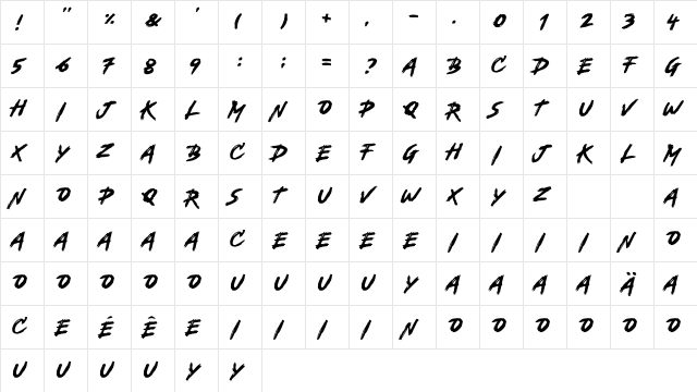 Backbones Regular  glyph index