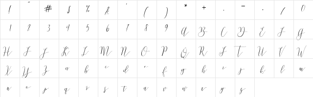Bastille Day Free Regular  glyph index