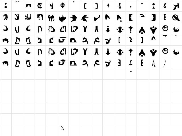Arcane Font Regular  glyph index