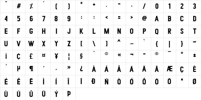 Romedhal Sans Regular  glyph index
