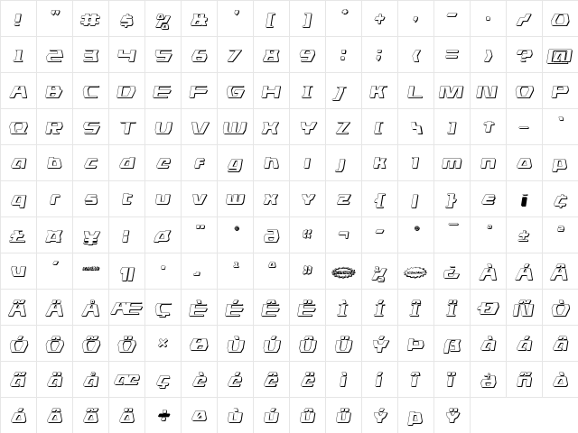 DS man 3D Semi-Italic Semi-Italic  glyph index