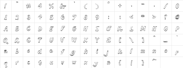Lindsay To Die For Regular  glyph index