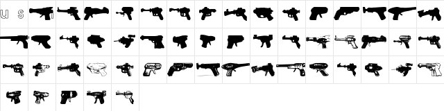 rayguns Regular  glyph index