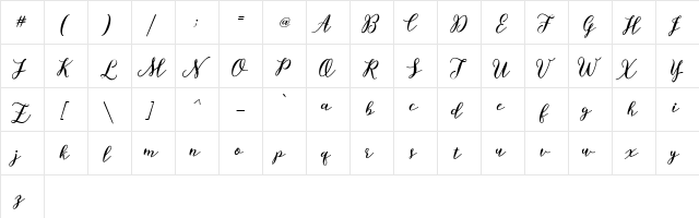 Bettilafea Demo Regular  glyph index